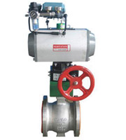 氣動(dòng)V型調(diào)節(jié)球閥帶手輪